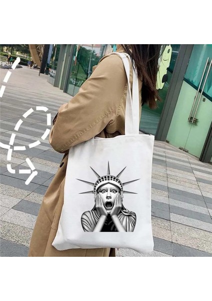 B 153 35X40CM Sevimli Özgürlük Heykeli New York Nyc Şehir Skyline Apple Giants Futbol Nyc Metro Diyagramı Shopper Kanvas Tote Çanta Pamuk Çanta (Yurt Dışından) indirimleri