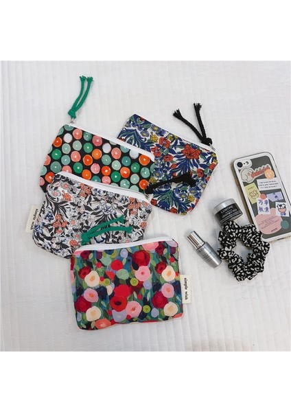 G Sevimli Çiçekler Baskı Mini Pamuk Kozmetik Çantası Bozuk Para Cüzdanı Basit Çanta Bayan Ruj Makyaj Çantası Çocuk Küçük Çanta Bozuk Para Kesesi (Yurt Dışından) indirimleri