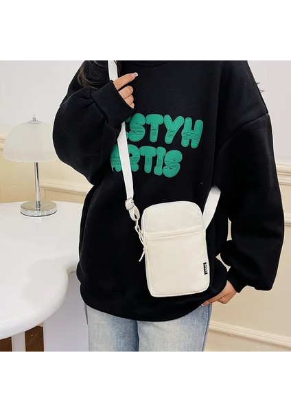 Bej Basit Trendy Macaron Düz Renk Omuz Crossbody Kanvas Çanta Çok Yönlü Moda Sıfır Cüzdan Küçük Kare Telefon Çantaları Kızlar Için (Yurt Dışından) indirimleri