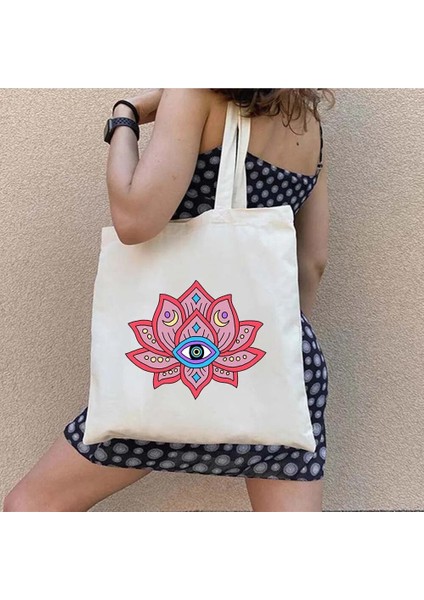 B100 35X40CM Yunan Nazar Nazar Inci Aşk Kalp Lotus Çiçeği Grafiti Güneş Işınları Erkek Kadın Kanvas Omuz Çantası Alışveriş Plaj Çantaları (Yurt Dışından) indirimleri