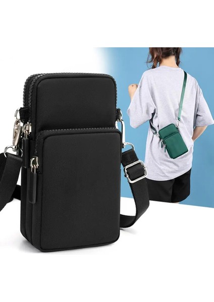 Kahve Kadın Erkek Cep Telefonu Çantası Çok Cepler Fermuar Ayarlanabilir Naylon Askı Küçük Düz Renk Crossbody Cüzdan Omuz Çantası (Yurt Dışından) fiyatları
