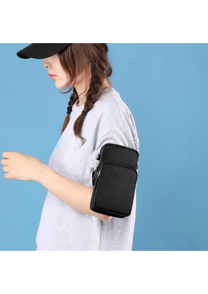 Kahve Kadın Erkek Cep Telefonu Çantası Çok Cepler Fermuar Ayarlanabilir Naylon Askı Küçük Düz Renk Crossbody Cüzdan Omuz Çantası (Yurt Dışından) indirimleri