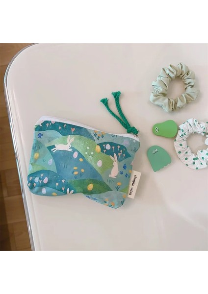 B-Tavşan Sevimli Çiçekler Baskı Mini Pamuk Kozmetik Çantası Bozuk Para Cüzdanı Basit Çanta Bayan Ruj Makyaj Çantası Çocuk Küçük Çanta Bozuk Para Kesesi (Yurt Dışından) fiyatları