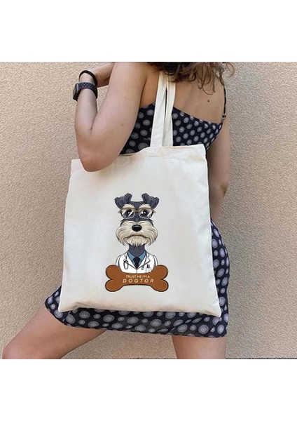 139 35X40 cm Sevimli Minyatür Schnauzer Köpek En Iyi Arkadaşı Aşk Kalp Fransa Ingiltere Abd Bayrağı Kabarcık Çay Dabbing Kawaii Shopper Kanvas Tote Çanta Çanta (Yurt Dışından) modelleri