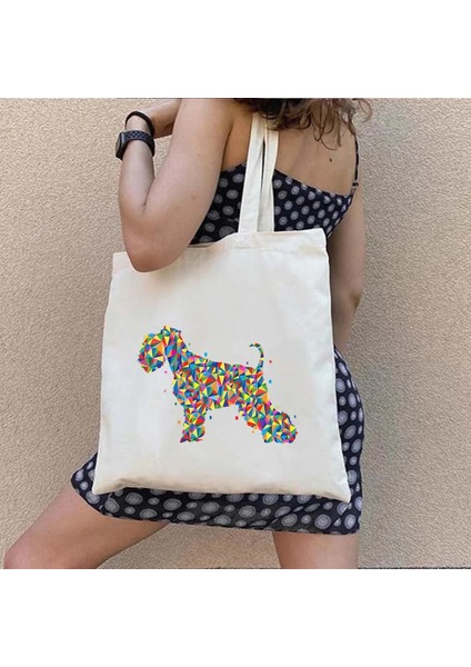 139 35X40 cm Sevimli Minyatür Schnauzer Köpek En Iyi Arkadaşı Aşk Kalp Fransa Ingiltere Abd Bayrağı Kabarcık Çay Dabbing Kawaii Shopper Kanvas Tote Çanta Çanta (Yurt Dışından) fırsatları