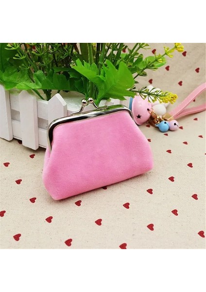 A-Pembe Vintage Kadın Şeker Renk Bozuk Para Çantaları Kız Çile Sıfır Cüzdan Bayanlar Debriyaj Değişim Çanta Kadın Mini Para Çantası Pu Deri Cüzdan (Yurt Dışından)