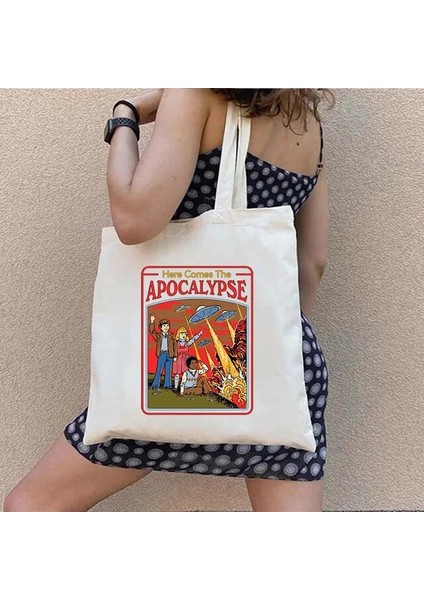 W 59 35X40CM Yabancılarla Konuşmayın Cadılar Bayramı Hayaletleri Zihin Kontrolü Jenny Erkek Kadın Pamuk Alışveriş Omuz Kanvas Tote Çantalar Shopper Çanta (Yurt Dışından)