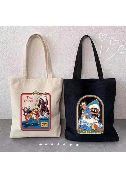 W 59 35X40CM Yabancılarla Konuşmayın Cadılar Bayramı Hayaletleri Zihin Kontrolü Jenny Erkek Kadın Pamuk Alışveriş Omuz Kanvas Tote Çantalar Shopper Çanta (Yurt Dışından) modelleri