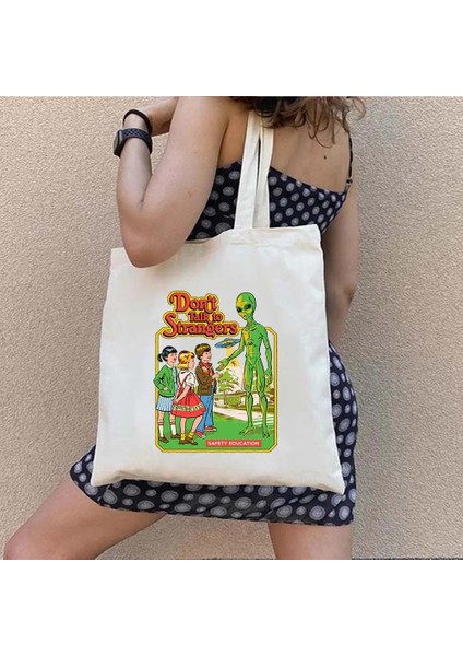 W 59 35X40CM Yabancılarla Konuşmayın Cadılar Bayramı Hayaletleri Zihin Kontrolü Jenny Erkek Kadın Pamuk Alışveriş Omuz Kanvas Tote Çantalar Shopper Çanta (Yurt Dışından) fırsatları