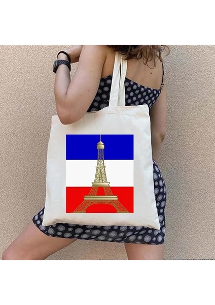 135 35X40 cm Vintage Paris Eyfel Kulesi Aşk Kalp Cafe Hatıra Fransa Skyline Siluet Mektup Alışverişçi Harajuku Kanvas Tote Çanta Çanta (Yurt Dışından)