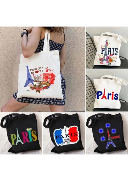 135 35X40 cm Vintage Paris Eyfel Kulesi Aşk Kalp Cafe Hatıra Fransa Skyline Siluet Mektup Alışverişçi Harajuku Kanvas Tote Çanta Çanta (Yurt Dışından) fiyatları