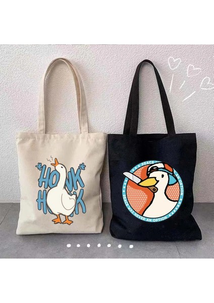 49 35X40 cm Komik Honk Isimsiz Kaz Oyunu Güzel Meme Ördek Sevimli Karikatür Hayvan Omuz Kanvas Tote Çanta Harajuku Alışveriş Shopper Çanta (Yurt Dışından) modelleri