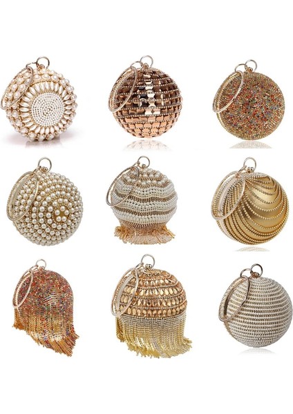 YM8101SILVERCOLOR Sekusa Topu Elmas Püskül Kadın Parti Metal Kristal Manşonlar Akşam Düğün Çantası Gelin Omuz Çanta Bileklikler Debriyaj (Yurt Dışından) fiyatları