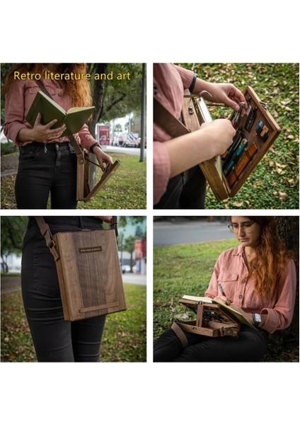 Yeşil Yazarlar Messenger Ahşap Kutu, Çok Fonksiyonlu Sanatçı Aracı ve Fırça Saklama Kutusu, Retro Ahşap El Yapımı Taşınabilir Crossbody Postacı Çantası (Yurt Dışından) fırsatları