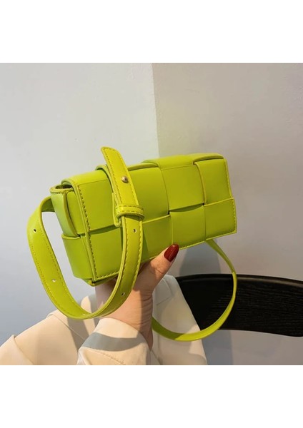 Ordu Yeşil 크로스가방 여성 Deri Dokuma Küçük Bel Çantaları Kadınlar Için Lüks Marka Çanta Örgü Crossbody Çanta Basit Izgara Göğüs Çantası Küçük Kare Çanta (Yurt Dışından) fırsatları