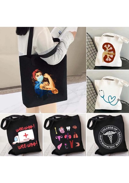187 35X40CM Sevimli Anatomi Doktor Hemşire Tıbbi Tıp Sağlık Kalp Beyin Stetoskop Erkek Kadın Omuz Kanvas Tote Çanta Alışveriş Çantaları (Yurt Dışından) fiyatları