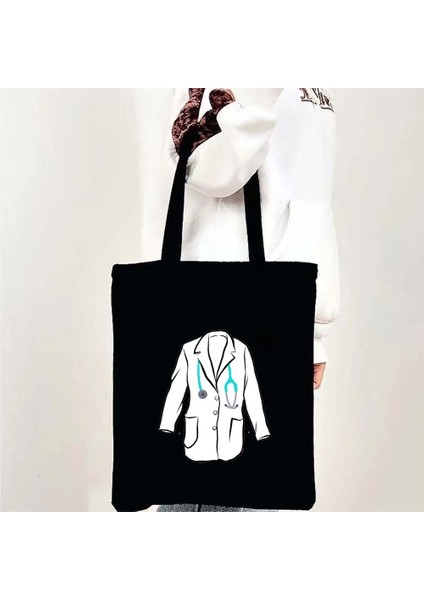 187 35X40CM Sevimli Anatomi Doktor Hemşire Tıbbi Tıp Sağlık Kalp Beyin Stetoskop Erkek Kadın Omuz Kanvas Tote Çanta Alışveriş Çantaları (Yurt Dışından) fırsatları