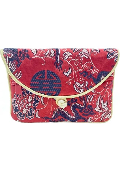 Kırmızı 3 Vintage Brokar Ipek Bozuk Para Cüzdanı Kadın Küçük Cüzdan Geleneksel Toka Takı Kılıfı Bayanlar Mini Para Çantası Çocuk Kart Sahibinin (Yurt Dışından)