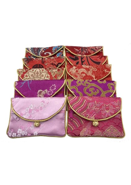 Kırmızı 3 Vintage Brokar Ipek Bozuk Para Cüzdanı Kadın Küçük Cüzdan Geleneksel Toka Takı Kılıfı Bayanlar Mini Para Çantası Çocuk Kart Sahibinin (Yurt Dışından) modelleri