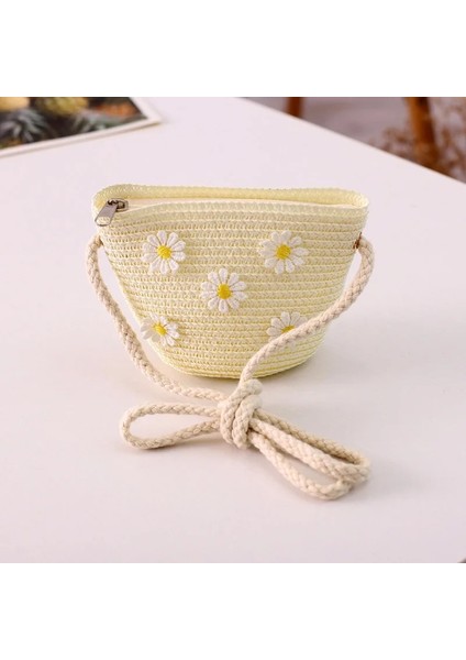Stil 8 Yeni 2022 Yaz Çocuk Kız Omuz Çantası Papatya Çiçek Hasır Çanta Messenger Çanta Çocuk Tuşları Bozuk Para Cüzdanı Sevimli Prenses Mini Çanta (Yurt Dışından) fiyatları