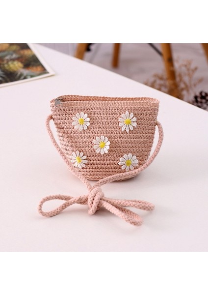 Stil 8 Yeni 2022 Yaz Çocuk Kız Omuz Çantası Papatya Çiçek Hasır Çanta Messenger Çanta Çocuk Tuşları Bozuk Para Cüzdanı Sevimli Prenses Mini Çanta (Yurt Dışından) fırsatları