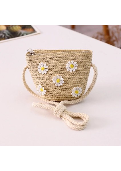 Stil 8 Yeni 2022 Yaz Çocuk Kız Omuz Çantası Papatya Çiçek Hasır Çanta Messenger Çanta Çocuk Tuşları Bozuk Para Cüzdanı Sevimli Prenses Mini Çanta (Yurt Dışından) indirimleri