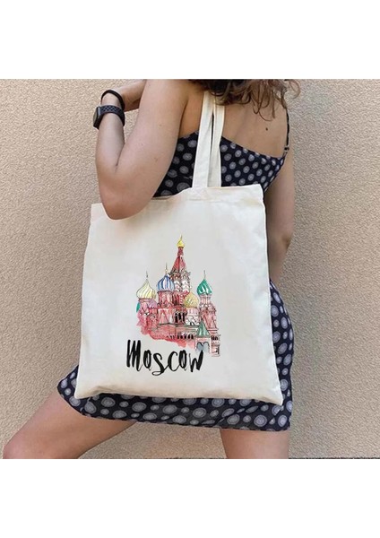 210 35X40CM Paris Milan New York Moskova Los Angeles Tajmahal San Francisco Hollanda Seyahat Şehir Kanvas Alışveriş Pamuk Tote Çanta Çanta (Yurt Dışından) modelleri