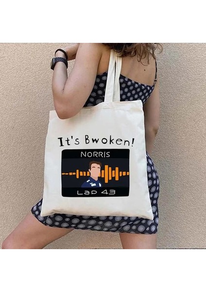 63 35X40CM F1 Racer Lando Norris Formula 1 Yarış Arabası Daniel Ricciardo Yarış Oyunu Kask Omuz Kanvas Tote Çanta Alışverişçi Alışveriş Çantaları (Yurt Dışından)