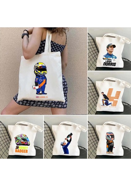 63 35X40CM F1 Racer Lando Norris Formula 1 Yarış Arabası Daniel Ricciardo Yarış Oyunu Kask Omuz Kanvas Tote Çanta Alışverişçi Alışveriş Çantaları (Yurt Dışından) fiyatları