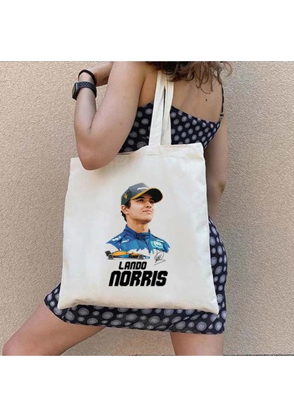 63 35X40CM F1 Racer Lando Norris Formula 1 Yarış Arabası Daniel Ricciardo Yarış Oyunu Kask Omuz Kanvas Tote Çanta Alışverişçi Alışveriş Çantaları (Yurt Dışından) indirimleri