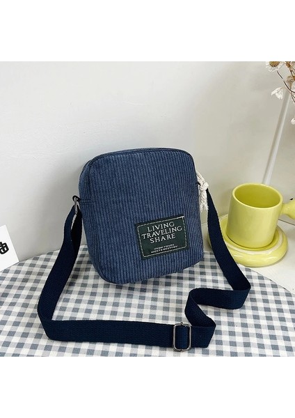 Koyu Mavi Yeni Rahat Çapraz Vücut Çanta Kore Versiyonu Tek Omuz Çantası Basit Kadife Küçük Kare Çanta Spor Dışarı Küçük Çanta (Yurt Dışından)