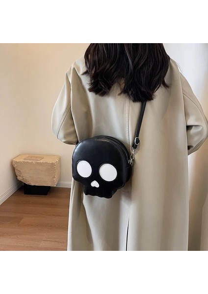 Siyah Cadılar Bayramı Hayalet Çanta Gotik Omuz Çantası Kadın Yenilik Şeytan Kafatası Komik Çanta Pu Deri Tote Crossbody Çanta Hayalet Çanta Çanta (Yurt Dışından)