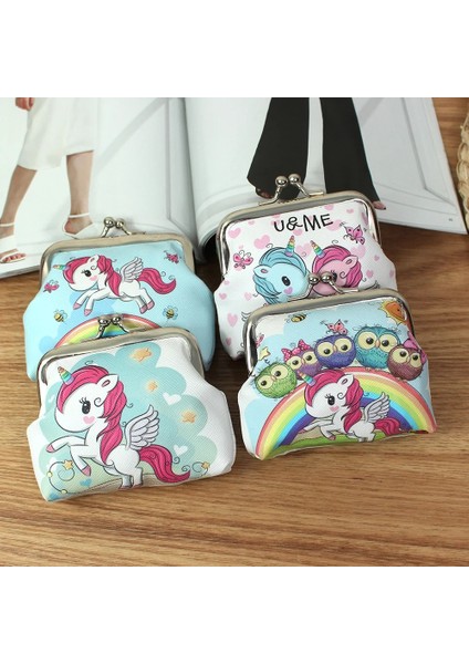 Stil 1 2022 Yeni Kadın Mini Unicorn Cüzdan Kart Tutucu Kılıf Bozuk Para Cüzdanı Debriyaj Değişim Çantası Çocuk Cüzdanları Değişim Tutucu (Yurt Dışından)