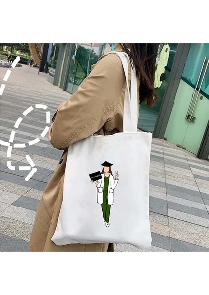 105 35X40CM Doktor Hemşire Tıbbi Çapraz Tıp Sağlık Kalp Beyin Çiçek Stetoskop Erkek Kadın Omuz Kanvas Tote Çanta Alışveriş Çantaları (Yurt Dışından)