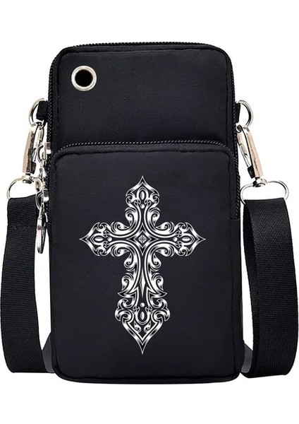 7SKULL006 Mini Su Geçirmez Cep Telefonu Çantası Kafatası Desen Ruj Cüzdan Kılıfı Iphone 12/13 Pro Max Mini x Xr 7 8 Artı Crossbody Çanta (Yurt Dışından)