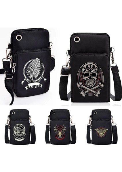 7SKULL006 Mini Su Geçirmez Cep Telefonu Çantası Kafatası Desen Ruj Cüzdan Kılıfı Iphone 12/13 Pro Max Mini x Xr 7 8 Artı Crossbody Çanta (Yurt Dışından) indirimleri