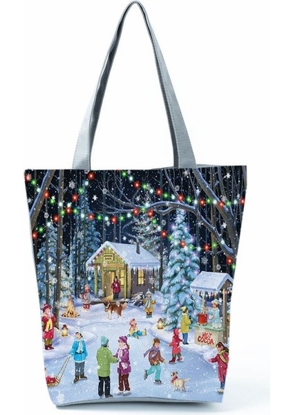 HL5827 Noel Baba Çantası Noel Noel Baba'nın Yeni Tote Çanta Logolu Özelleştirilebilir Tote Çanta Yeni Yıl Hediyesi Kadın Omuz Çantası Açık Çevre Dostu Çanta (Yurt Dışından)