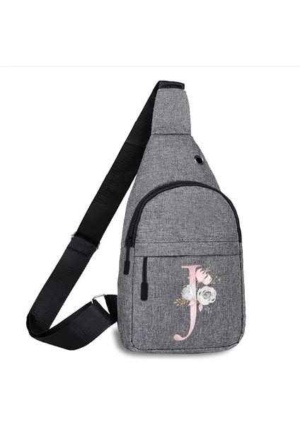 6pink Flower J Pembe Çiçek Serisi Baskı Göğüs Çantası 2023 Yeni All-Match Kanvas Omuz Çantası Spor Crossbody Çanta Erkekler Için Bel Paketi Kadın Çanta (Yurt Dışından)