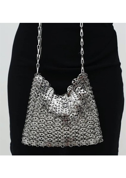 Kalın Gül Altın Lüks Tasarımcı Kadın Çanta Trend El Dokuma Hollow Metal Zincir Tote Çanta Debriyaj Kadın Çanta Seyahat Tatil Omuz Çantası Çanta (Yurt Dışından) modelleri