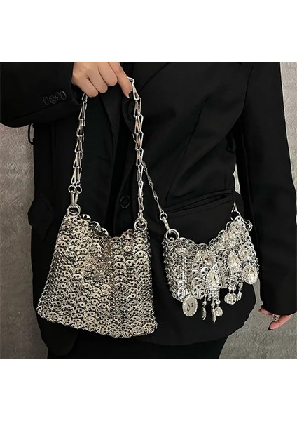 Kalın Gül Altın Lüks Tasarımcı Kadın Çanta Trend El Dokuma Hollow Metal Zincir Tote Çanta Debriyaj Kadın Çanta Seyahat Tatil Omuz Çantası Çanta (Yurt Dışından) fırsatları