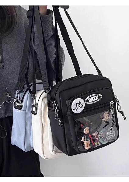 Haki Çanta ve 4 Rastgele Pin Kore Moda Kadınlar ve Erkekler Için Crossbody Çanta Unisex Itabag Şeffaf Cep Telefonu Çanta ve Çanta Küçük Omuz Çantası Ita Çanta (Yurt Dışından) fiyatları