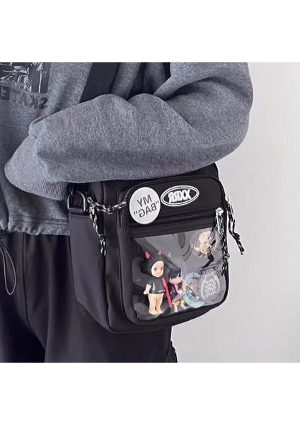 Haki Çanta ve 4 Rastgele Pin Kore Moda Kadınlar ve Erkekler Için Crossbody Çanta Unisex Itabag Şeffaf Cep Telefonu Çanta ve Çanta Küçük Omuz Çantası Ita Çanta (Yurt Dışından) modelleri