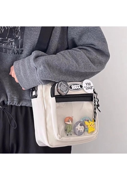 Haki Çanta ve 4 Rastgele Pin Kore Moda Kadınlar ve Erkekler Için Crossbody Çanta Unisex Itabag Şeffaf Cep Telefonu Çanta ve Çanta Küçük Omuz Çantası Ita Çanta (Yurt Dışından) fırsatları