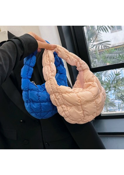 Açık Mavi Moda Kapitone Omuz Çantaları Kadın Çanta Mini Bulut Pilili Çanta Puffer Hamur Çanta Lüks Tote (Yurt Dışından) indirimleri