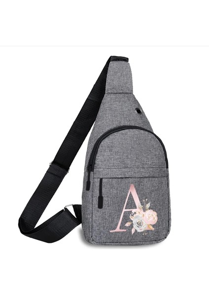 6pink Flower E Pembe Çiçek Serisi Baskı Göğüs Çantası 2023 Yeni All-Match Kanvas Omuz Çantası Spor Crossbody Çanta Erkekler Için Bel Paketi Kadın Çanta (Yurt Dışından)
