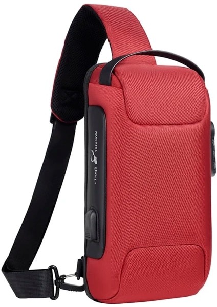 Kırmızı Erkek Su Geçirmez USB Oxford Crossbody Çanta Anti-Hırsızlık Omuz Tekli Çanta Çok Fonksiyonlu Kısa Seyahat Çantası Messenger Göğüs Paketi (Yurt Dışından)
