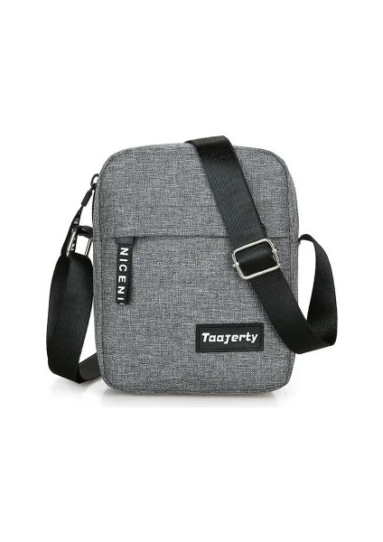 Gri 18X14X5CM Naylon Omuz Çantası Erkekler Düz Renk Crossbody Çanta Rahat ve Moda Avrupa ve Amerikan Retro Çanta Bolso Hombre Bandolera (Yurt Dışından)
