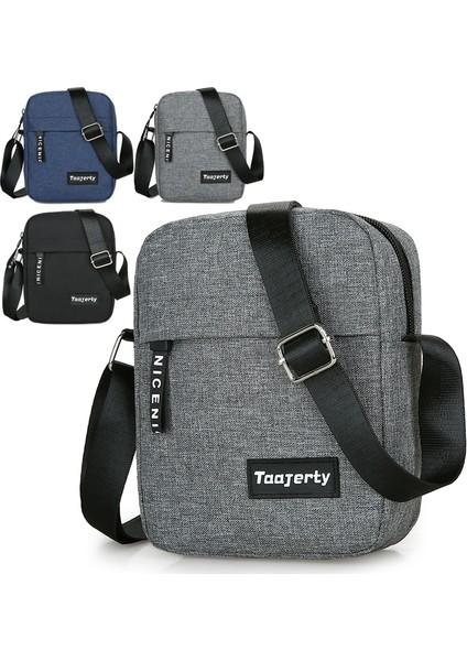 Gri 18X14X5CM Naylon Omuz Çantası Erkekler Düz Renk Crossbody Çanta Rahat ve Moda Avrupa ve Amerikan Retro Çanta Bolso Hombre Bandolera (Yurt Dışından) modelleri