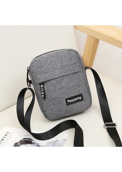 Gri 18X14X5CM Naylon Omuz Çantası Erkekler Düz Renk Crossbody Çanta Rahat ve Moda Avrupa ve Amerikan Retro Çanta Bolso Hombre Bandolera (Yurt Dışından) indirimleri