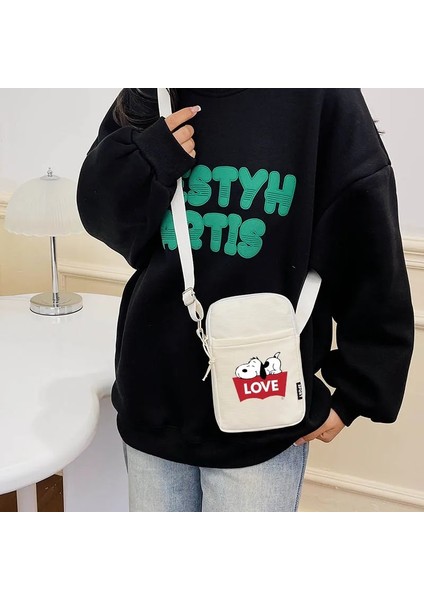 SNB0006 Snoopies Köpek Hayvan Kadın Crossbody Çanta Yeni Kanvas Omuz Çantası Kadın Küçük Çanta Moda Öğrencileri Tek Omuz Telefon Çantaları (Yurt Dışından) fiyatları